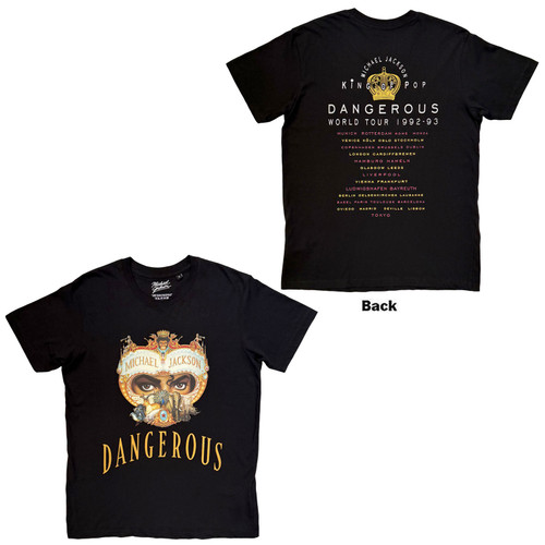 Michael Jackson Unisex T-Shirt Dangerous World Tour (Black) (Back Print)