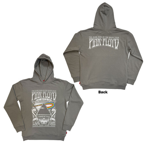 Pink Floyd Unisex Unplugged Pullover Hoodie Sweatshirt Carnegie Hall Poster (Grey) (Back Print)