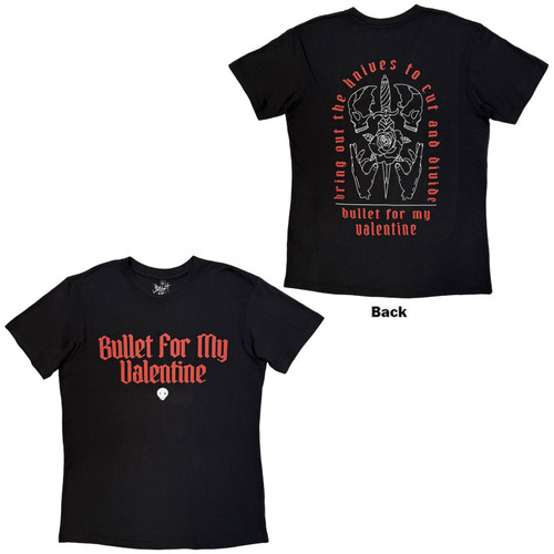 Bullet For My Valentine Unisex Premium Carbon T-Shirt Bring Out The Knives (Black) (Back Print)