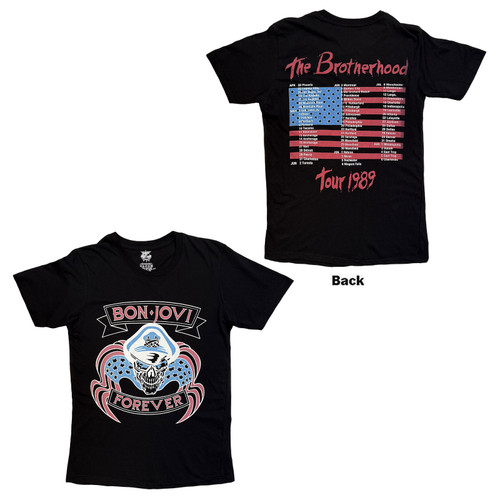 Bon Jovi Unisex T-Shirt The Brotherhood (Black) (Back Print)