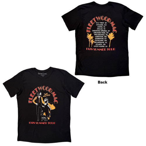 Fleetwood Mac Unisex Premium Carbon T-Shirt Summer Tour (Black) (Back Print)