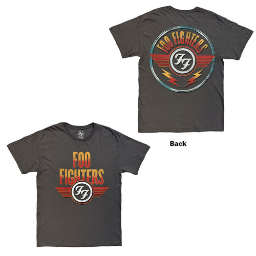 Foo Fighters Unisex T-Shirt Wings (Charcoal Grey) (Back Print)