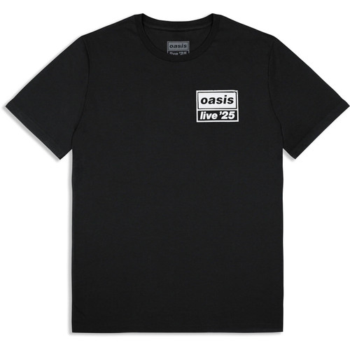 Oasis Unisex T-Shirt Live 25 Distressed Lockup Pocket (Black) (Ex-Tour)