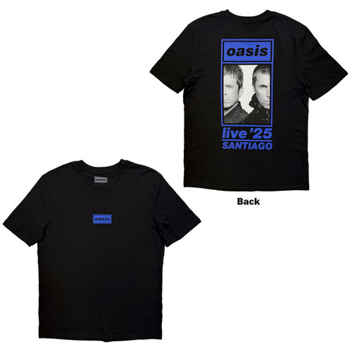 Oasis Unisex T-Shirt Santiago Half Faces Fan Store (Black) (Back Print & Ex-Tour)