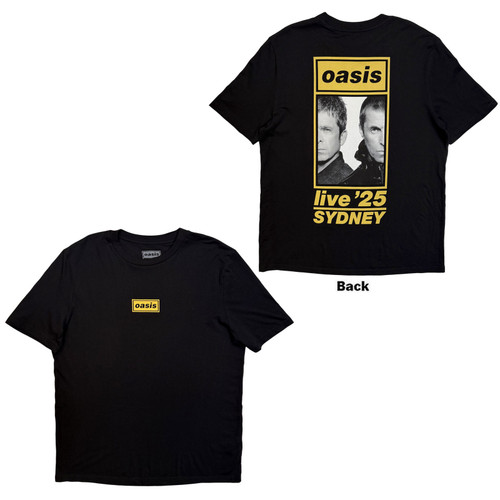 Oasis Unisex T-Shirt Sydney Half Faces Fan Store (Black) (Back Print & Ex-Tour)