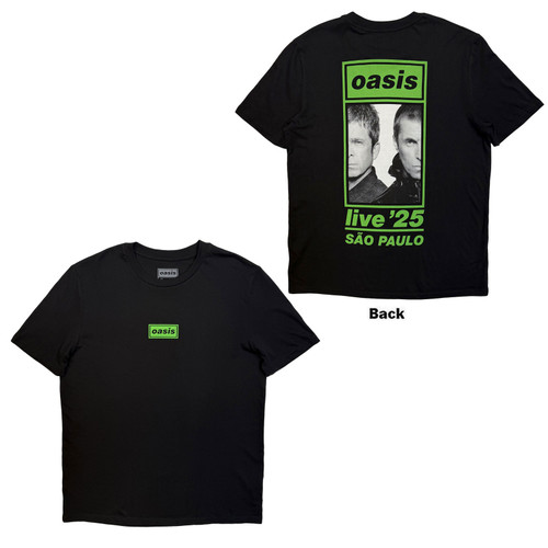 Oasis Unisex T-Shirt Sao Paulo Half Faces Fan Store (Black) (Back Print & Ex-Tour)