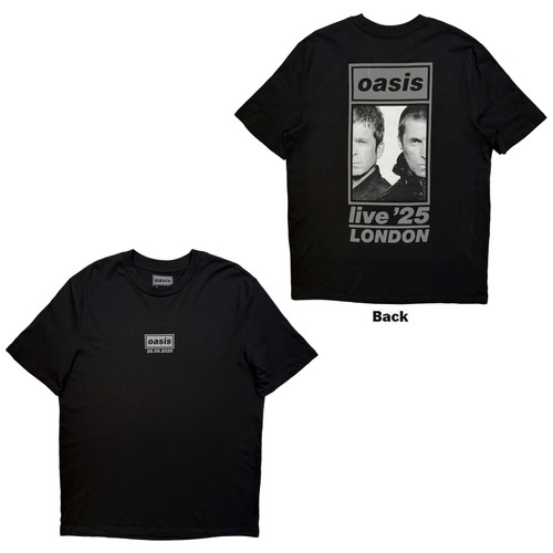Oasis Unisex T-Shirt London 28 Sept Event (Black) (Back Print & Ex-Tour)
