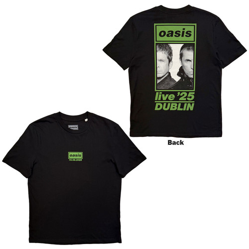 Oasis Unisex T-Shirt Dublin 16.08.25 (Black) (Back Print & Ex-Tour)
