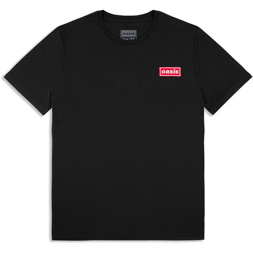 Oasis Unisex T-Shirt Red Decca Embroidered Logo (Black) (Ex-Tour)