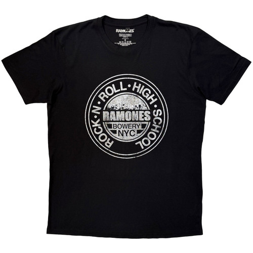 Ramones Unisex Premium Carbon T-Shirt Rock N' Roll High School (Black)