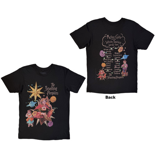 Smashing Pumpkins Unisex Premium Carbon T-Shirt Celestial Collage (Black) (Back Print)