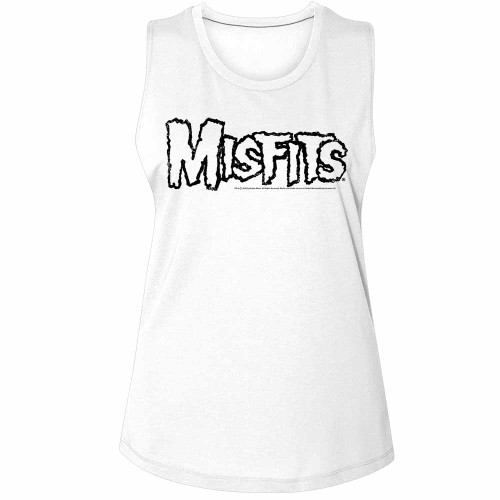 Misfits Logo Outline White Women's Muscle Tank Top T-Shirt