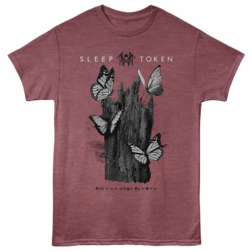 Sleep Token Butterflies Vintage Maroon Heather T-Shirt