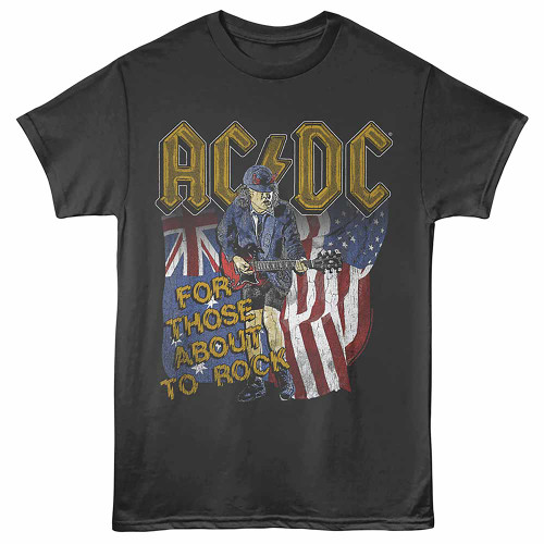 AC/DC Aus and USA Flags Smoke T-Shirt