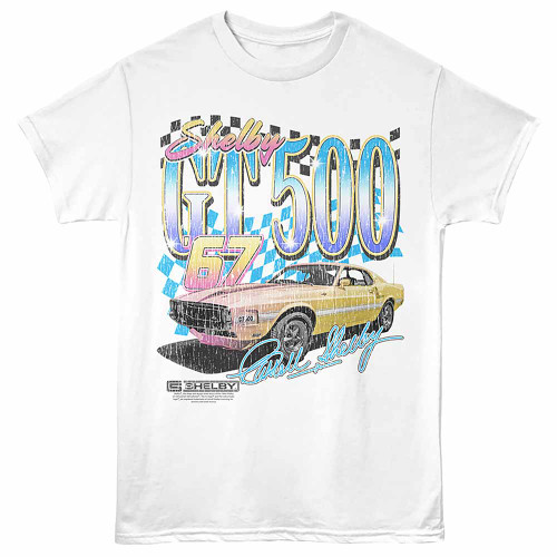 Carroll Shelby Motors Carroll Shelby Gt 500 Gradient White T-Shirt