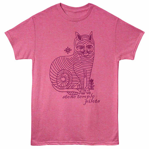 Stone Temple Pilots Striped Cat Retro Pink Heather T-Shirt