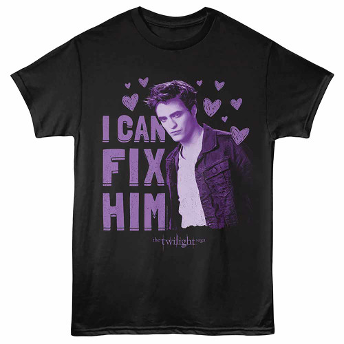 Twilight Fix Him Hearts Black T-Shirt