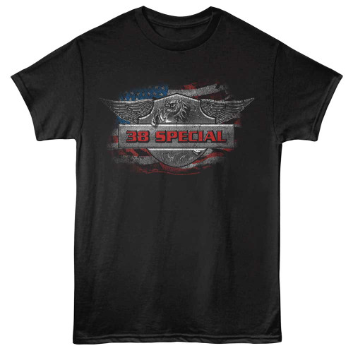 38 Special Badge and Flag Black T-Shirt