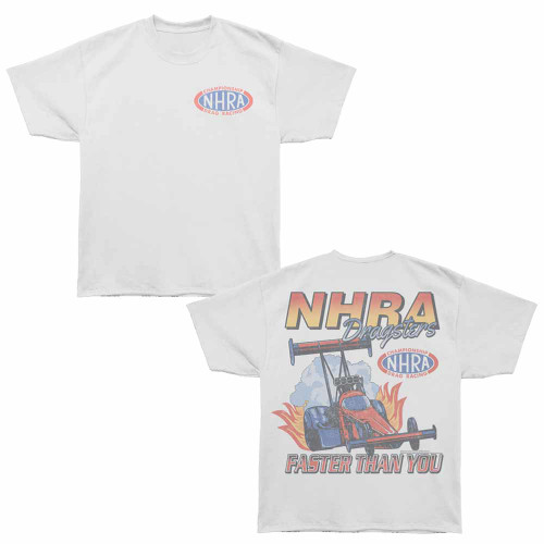NHRA National Hot Rod Association Faster Than White Bronx Oversized T-Shirt