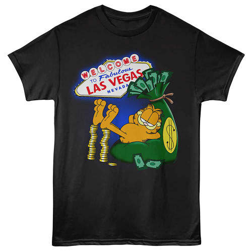 Garfield Vegas Lounging Black T-Shirt