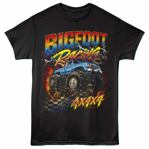 Bigfoot Monster Truck Gradient Racing Black T-Shirt
