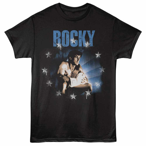 Rocky Lightning and Stars Black T-Shirt
