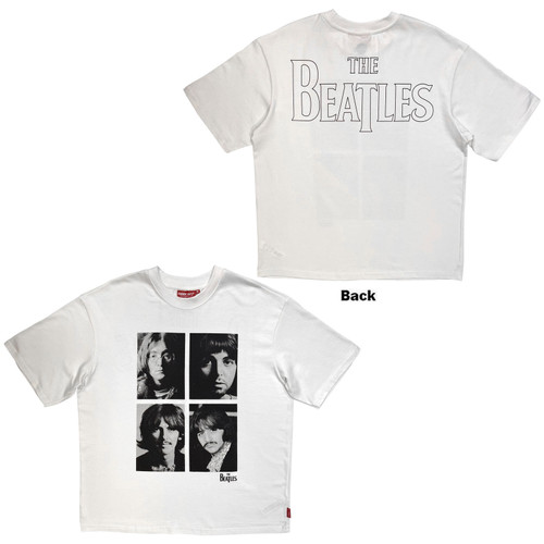 The Beatles Unisex Unplugged T-Shirt Four Portrait Wash (White)