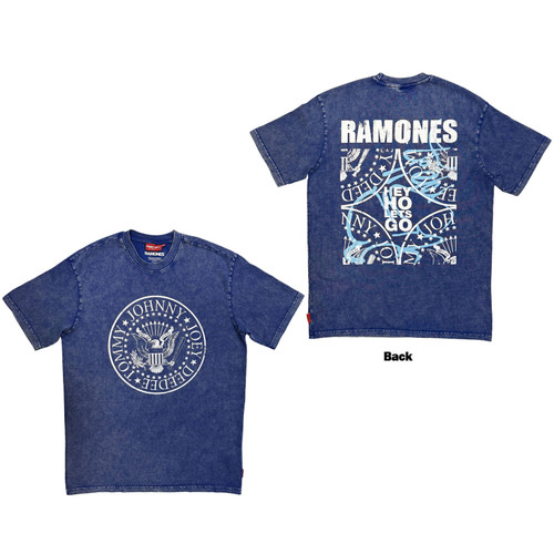 Ramones Unisex Unplugged T-Shirt Presidential Seal Wash (Blue) (Back Print)