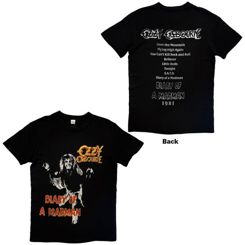Ozzy Osbourne Unisex T-Shirt Diary Of A Madman Tribute (Black) (Back Print)