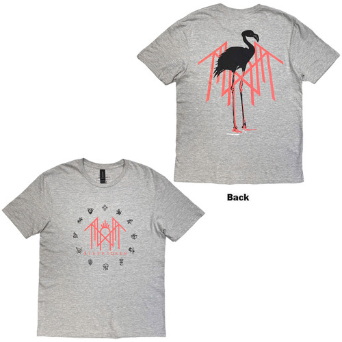 Sleep Token Unisex T-Shirt Flamingo Pink Logo (Grey) (Back Print)