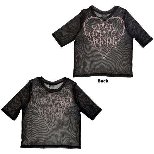 Bullet For My Valentine Women's Mesh Crop Top Shirt Deathcore (Black) (Front & Back)