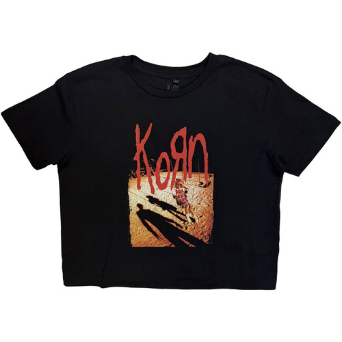 Korn Women's Crop Top Shirt Shadow Playground (Black)