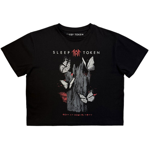 Sleep Token Women's Crop Top Shirt Butterflies (Black)