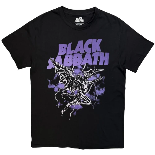 Black Sabbath Unisex T-Shirt Henry  Lightning Purple (Black)