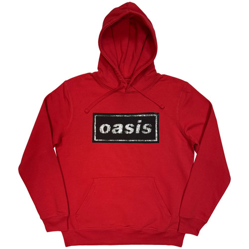 Oasis Unisex Pullover Hoodie Sweatshirt Stencil Logo (Red) (Ex-Tour)