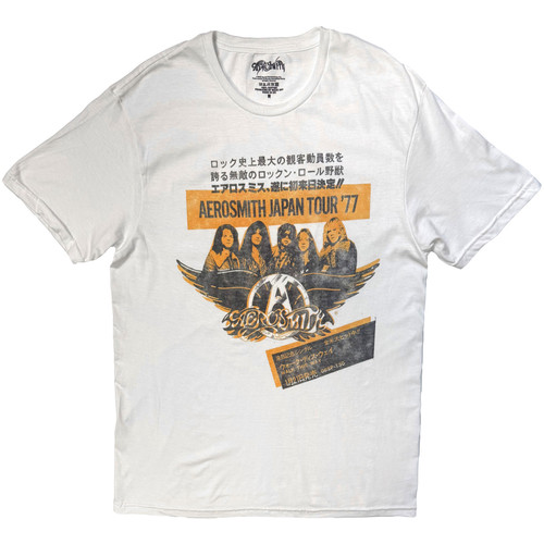 Aerosmith Unisex T-Shirt Japan Tour '77 (White)