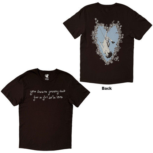Olivia Rodrigo Unisex T-Shirt Blue Daisy Heart (Brown) (Back Print)