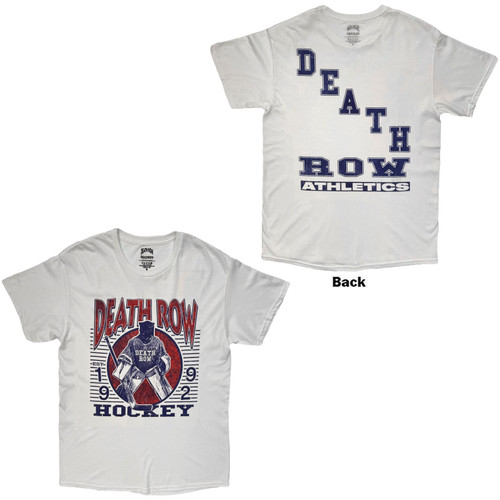 Death Row Records Unisex T-Shirt Hockey (White) (Back Print)
