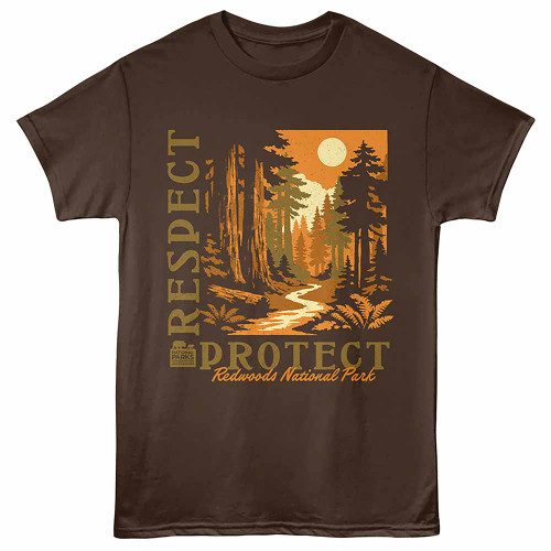 National Parks Respect Protect Redwoods Dark Chocolate T-Shirt