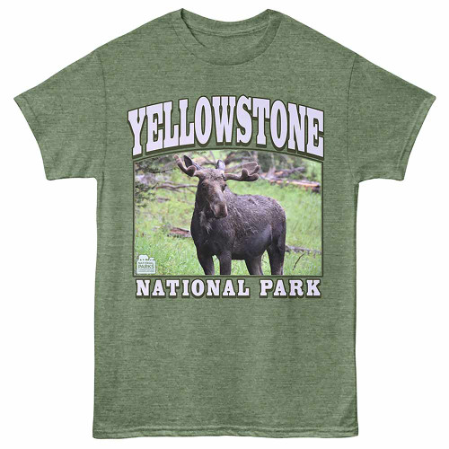 Yellowstone Ynp Moose Military Green Heather T-Shirt