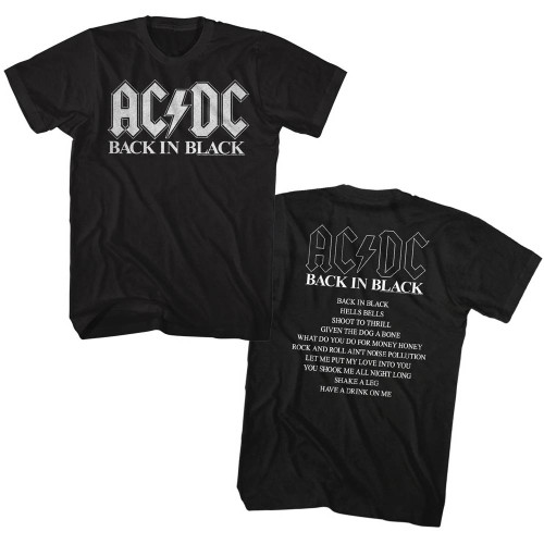 AC/DC Back In Black Album Adult T-Shirt