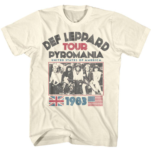 Def Leppard Pyromania Tour Natural Adult T-Shirt