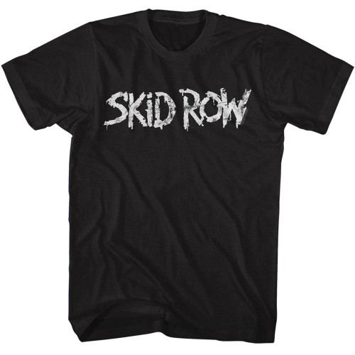 Skid Row Whitish Logo Black Adult T-Shirt