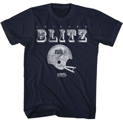 United States Football League USFL Blitz3 Navy Adult T-Shirt