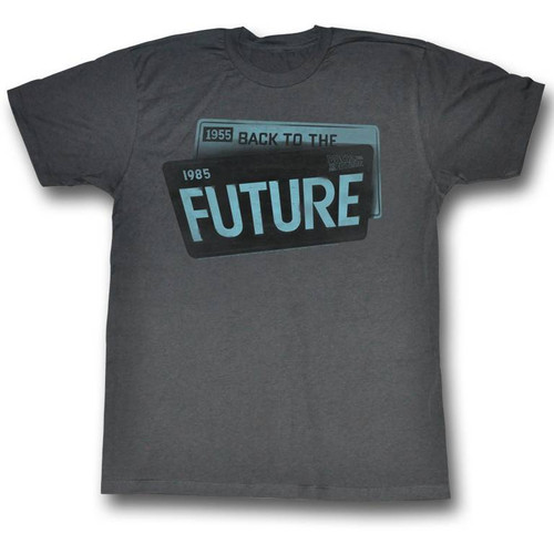 Back to the Future License Black Heather Adult T-Shirt