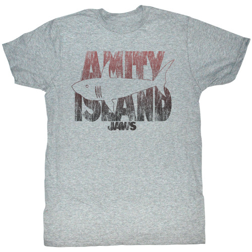 Jaws Shark Line Gray Heather Adult T-Shirt