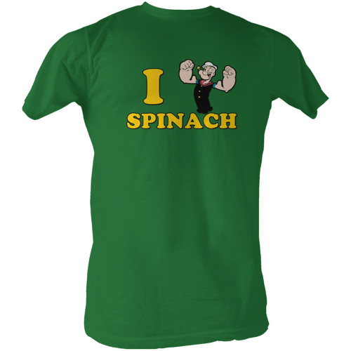 Popeye I Heart Spinach Kelly Adult T-Shirt