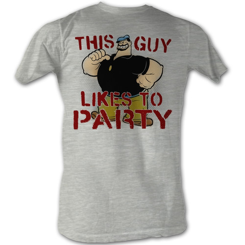 Popeye Party Gray Heather Adult T-Shirt Popeye Party Gray Heather Adult T-Shirt