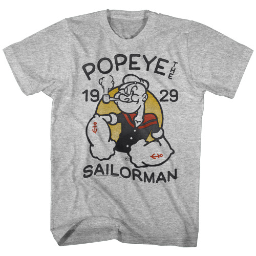 Popeye Old Tat Gray Heather Adult T-Shirt Popeye Old Tat Gray Heather Adult T-Shirt