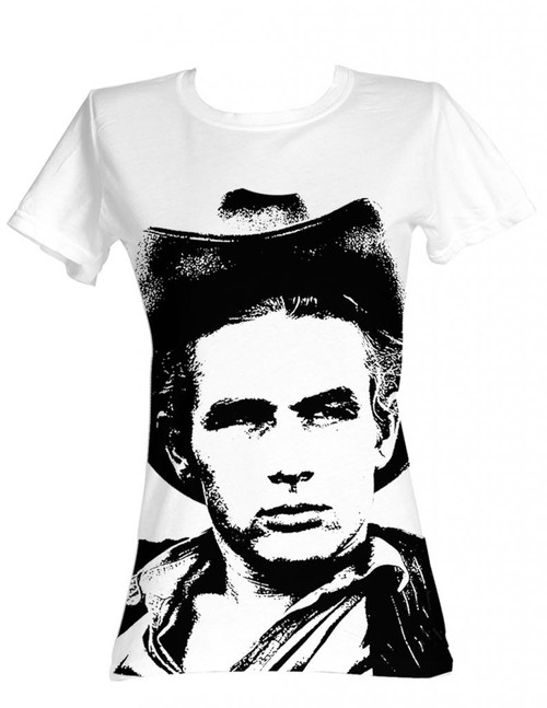 James Dean Silhouette White Junior Women's T-Shirt